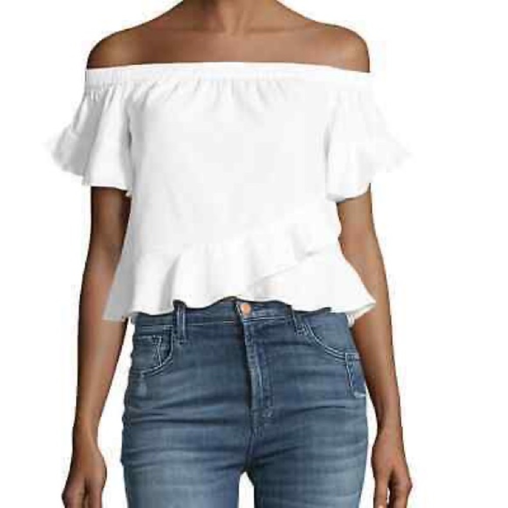 BCBGMAXAZRIA
Trixy Off-the-Shoulder Ruffled Top, White Medium